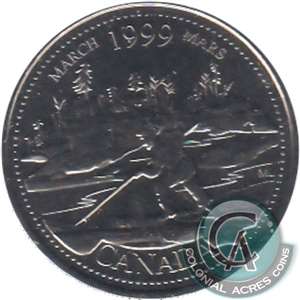 1999 March Canada 25-cents Proof Like