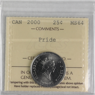 2000 Pride Canada 25-cents ICCS Certified MS-64