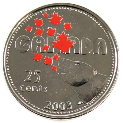 2003P Coloured Canada Day 25-cents Proof Like