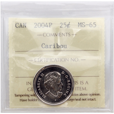 2004P Caribou Canada 25-cents ICCS Certified MS-65