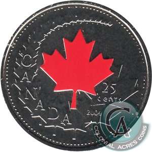 2004P Coloured Canada Day 25-cents Proof Like