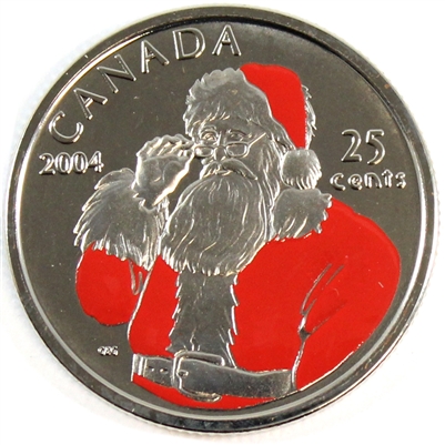 2004P Coloured Santa Canada 25-cents Proof Like