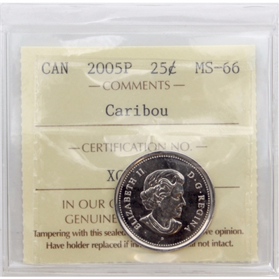 2005P Caribou Canada 25-cents ICCS Certified MS-66