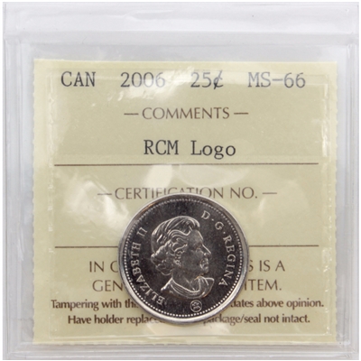 2006 RCM Logo Canada 25-cents ICCS Certified MS-66