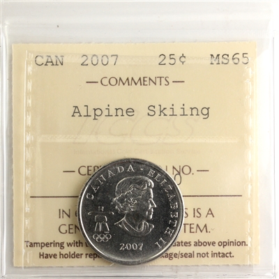 2007 Alpine Skiing Canada 25-cents ICCS Certified MS-65