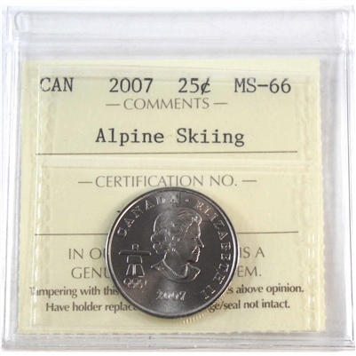 2007 Alpine Skiing Canada 25-cents ICCS Certified MS-66