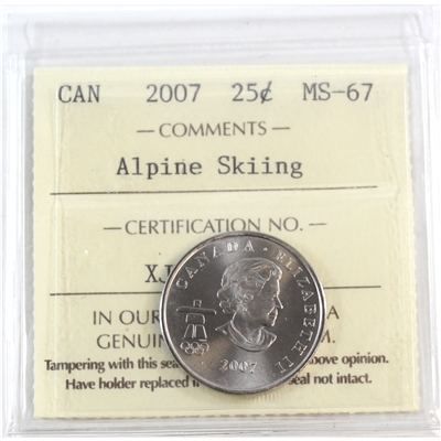 2007 Alpine Skiing Canada 25-cents ICCS Certified MS-67