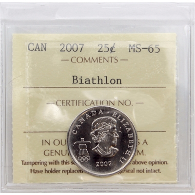 2007 Biathlon Canada 25-cents ICCS Certified MS-65