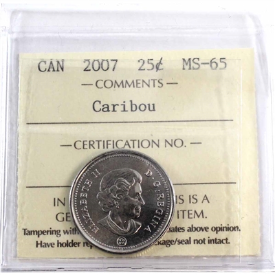 2007 Caribou Canada 25-cents ICCS Certified MS-65