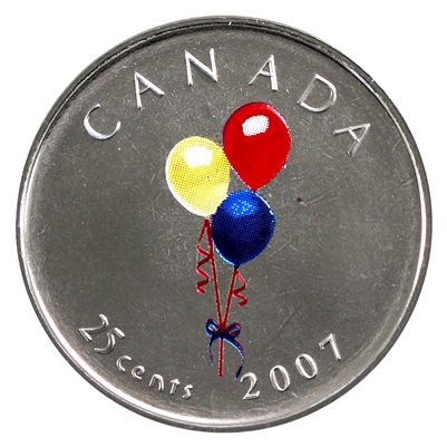 2007 Coloured Birthday Canada 25-cents Proof Like