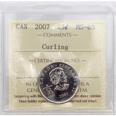 2007 Curling Canada 25-cents ICCS Certified MS-65