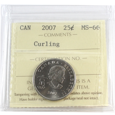 2007 Curling Canada 25-cents ICCS Certified MS-66