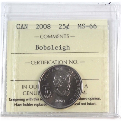 2008 Bobsleigh Canada 25-cents ICCS Certified MS-66