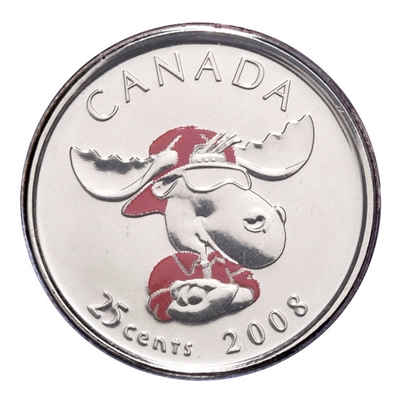 2008 Coloured Canada Day (Moose) 25-cents Proof Like