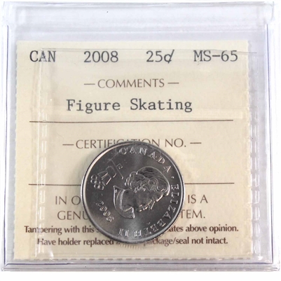 2008 Freestyle Skiing Canada 25-cents ICCS Certified MS-65