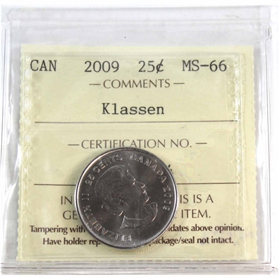 2009 Cindy Klassen Canada 25-cents ICCS Certified MS-65