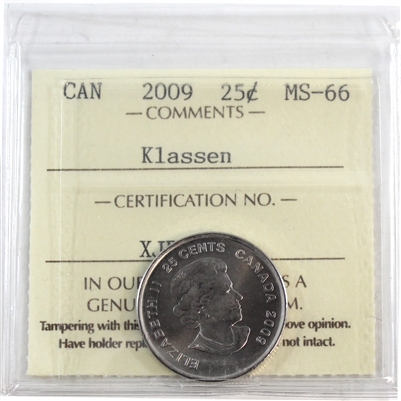 2009 Cindy Klassen Canada 25-cents ICCS Certified MS-66