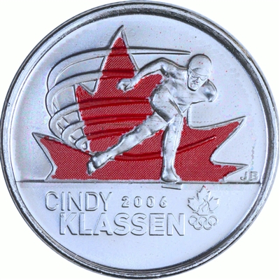 2009 Coloured Cindy Klassen Canada 25-cents Brilliant Uncirculated MS-63