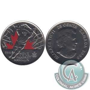 2009 Coloured Men's Hockey Canada 25-cents Proof Like