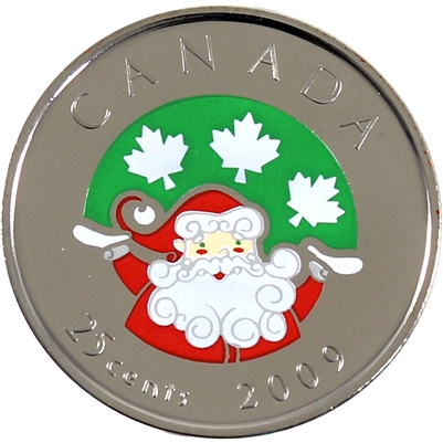 2009 Coloured Santa Canada 25-cents Proof Like