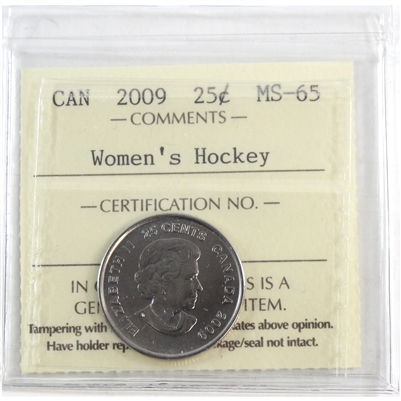 2009 Women's Hockey Canada 25-cents ICCS Certified MS-65