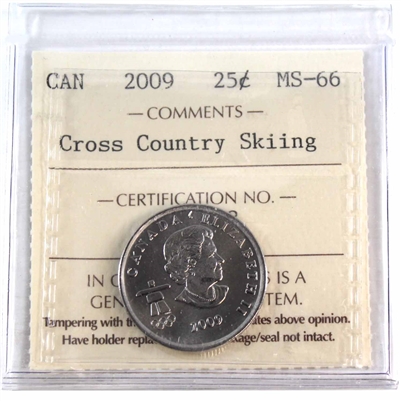 2009 Cross Country Skiing Canada 25-cents ICCS Certified MS-66