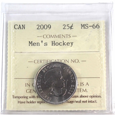 2009 Men's Hockey Canada 25-cents ICCS Certified MS-66
