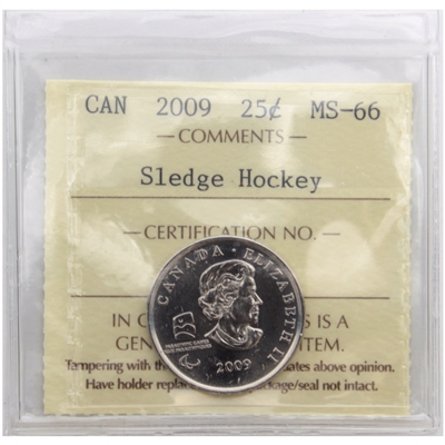 2009 Sledge Hockey Canada 25-cents ICCS Certified MS-66