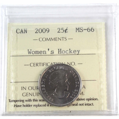 2009 Women's Hockey Canada 25-cents ICCS Certified MS-66