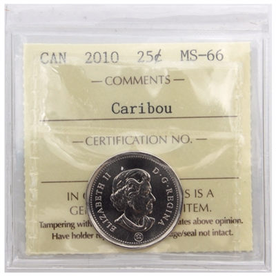 2010 Caribou Canada 25-cents ICCS Certified MS-66
