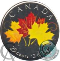2010 Coloured Oh Canada (Leaves) 25-cents Proof Like