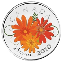 2010 Coloured Thank You Canada 25-cents Proof Like