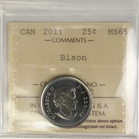 2011 Bison Canada 25-cents ICCS Certified MS-65