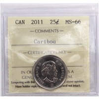 2011 Caribou Canada 25-cents ICCS Certified MS-66