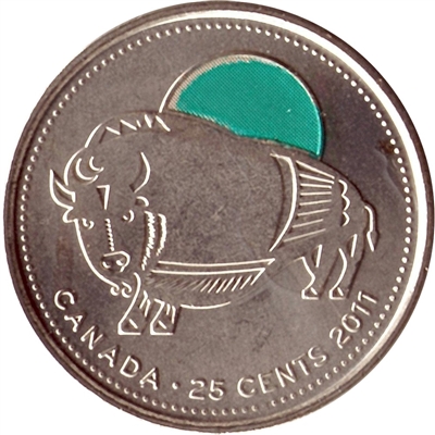 2011 Coloured Wood Bison 25-cents Brilliant Uncirculated (MS-63)