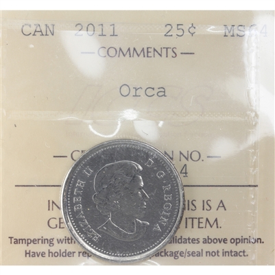 2011 Orca Canada 25-cents ICCS Certified MS-64