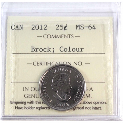 2012 Brock Coloured Canada 25-cents ICCS Certified MS-64