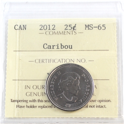 2012 Caribou Canada 25-cents ICCS Certified MS-65