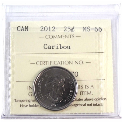 2012 Caribou Canada 25-cents ICCS Certified MS-66
