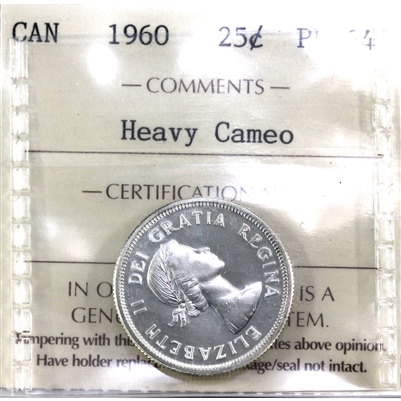 1960 Canada 25-cents ICCS Certified PL-64 Heavy Cameo