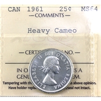 1961 Canada 25-cents ICCS Certified MS-64 Heavy Cameo