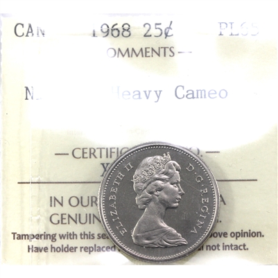 1968 Nickel Canada 25-cents ICCS Certified PL-65 Heavy Cameo