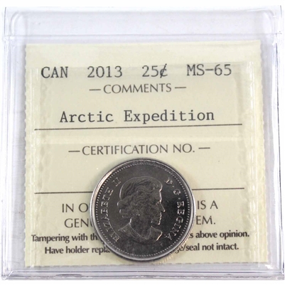 2013 Arctic Expedition Canada 25-cents ICCS Certified MS-65