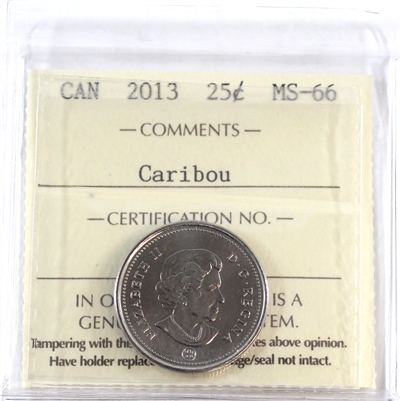 2013 Caribou Canada 25-cents ICCS Certified MS-66