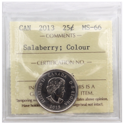 2013 Salaberry Coloured Canada 25-cents ICCS Certified MS-66