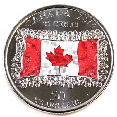 2015 Coloured Flag Canada 25-cents Brilliant Uncirculated (MS-63)