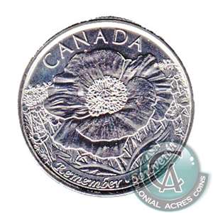 2015 Poppy (Non-Coloured) Canada 25-cents Brilliant Uncirculated MS-63