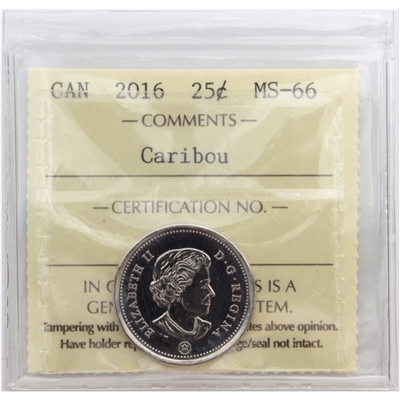 2016 Caribou Canada 25-cents ICCS Certified MS-66