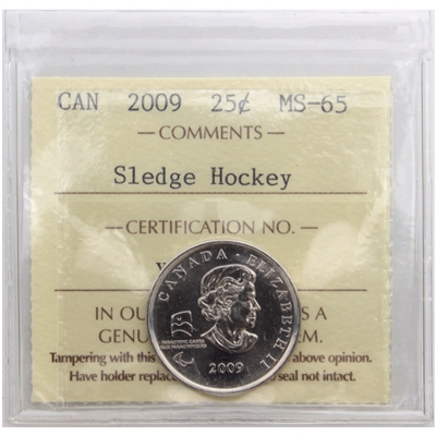 2009 Sledge Hockey Canada 25-cents ICCS Certified MS-65