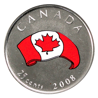 2008 Coloured Oh Canada (Flag) 25-cents Proof Like